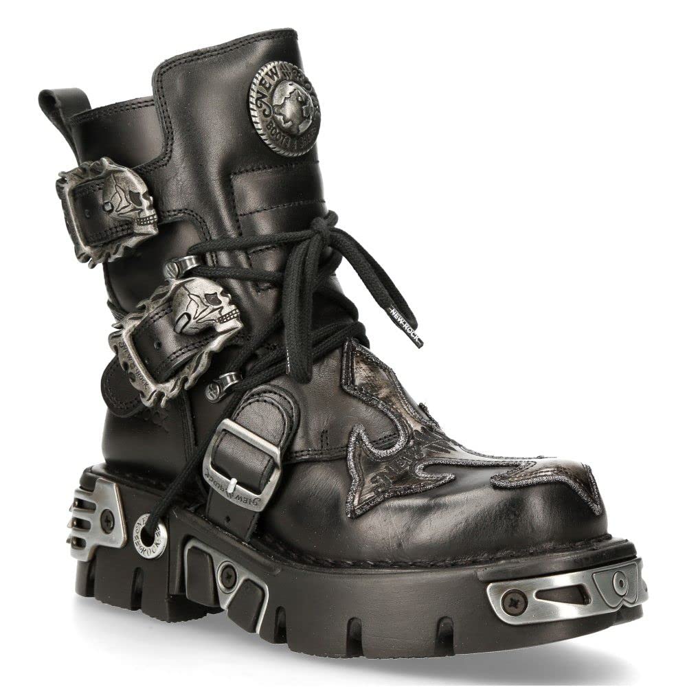 Amazon.com: New Rock Men's 407-S1 Silver Cross Buckle Ankle BOOTS